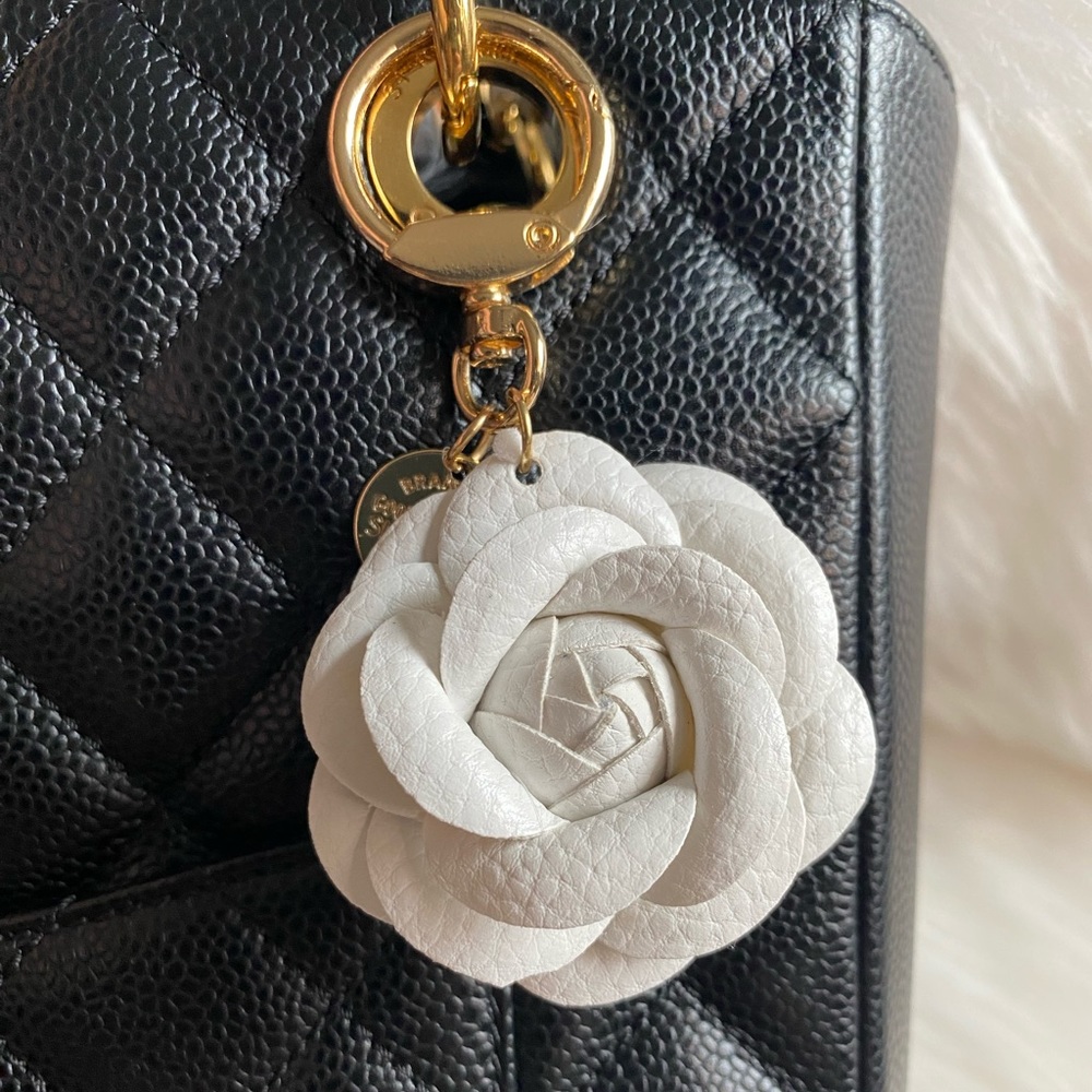 Camellia flower bag charm